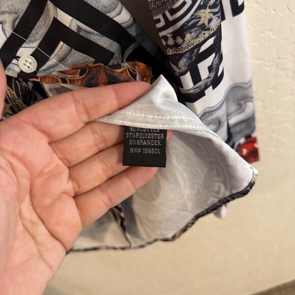 Pavini Long Sleeve Button Up Gold Baroque Lion Dress Shirt - Picture 9 of 10